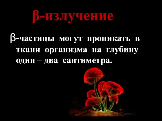 -излучение -частицы могут проникать в ткани организма на глубину один – два сантиметра.