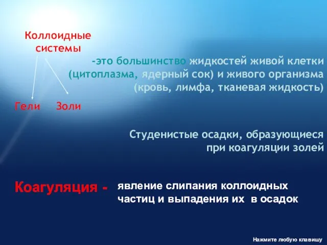 Гели Золи Коллоидные системы это большинство жидкостей живой клетки (цитоплазма, ядерный сок)