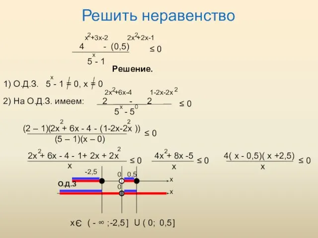 Решить неравенство - (0,5) x +3x-2 2 2x +2x-1 2 x ≤