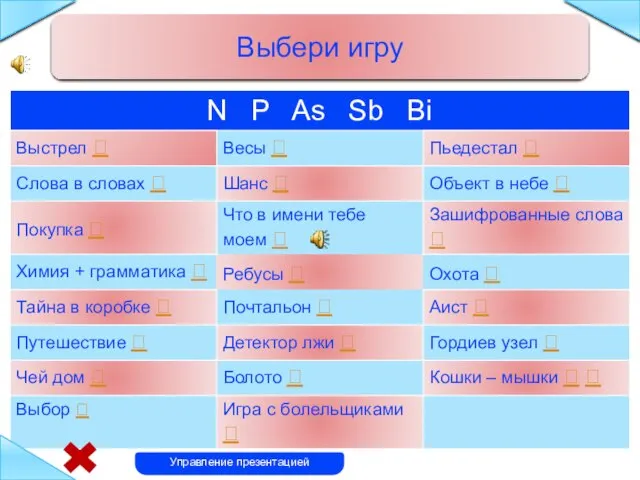 Выбери игру Управление презентацией