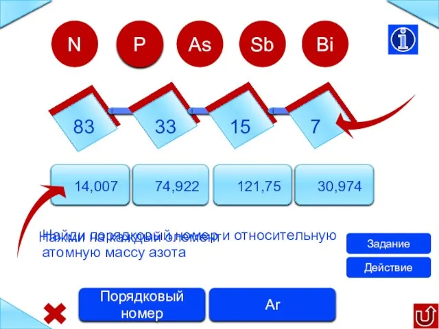 83 33 15 7 14,007 74,922 121,75 30,974 N Найди порядковый номер