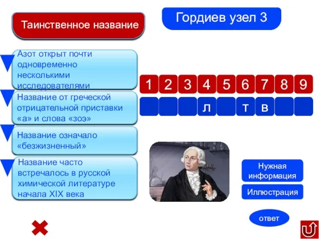 Гордиев узел 3 Нужная информация Таинственное название Азот открыт почти одновременно несколькими