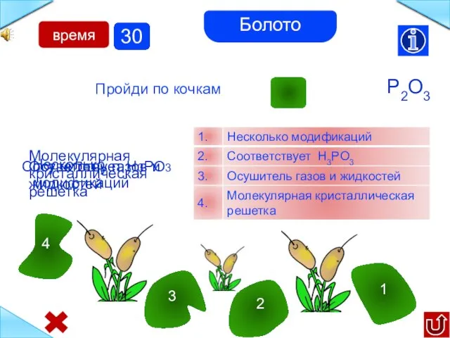 P2O3 Пройди по кочкам Несколько модификаций Молекулярная кристаллическая решетка Соответствует H3PO3 Осушитель