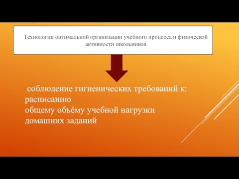 Технологии оптимальной организации учебного процесса и физической активности школьников соблюдение гигиенических требований