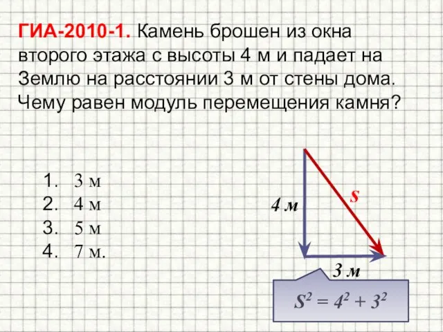 ГИА-2010-1. Камень брошен из окна второго этажа с высоты 4 м и