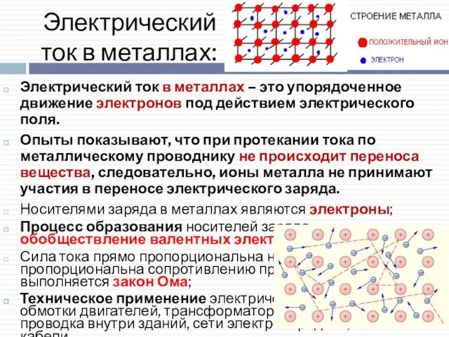 Электрический ток в металлах: Электрический ток в металлах – это упорядоченное движение