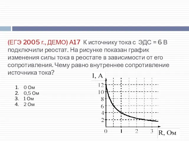 (ЕГЭ 2005 г., ДЕМО) А17. К источнику тока с ЭДС = 6