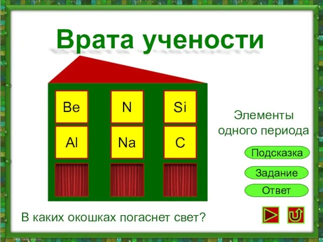 Задание Ответ Be N Si Al P Mg Cl C Na В