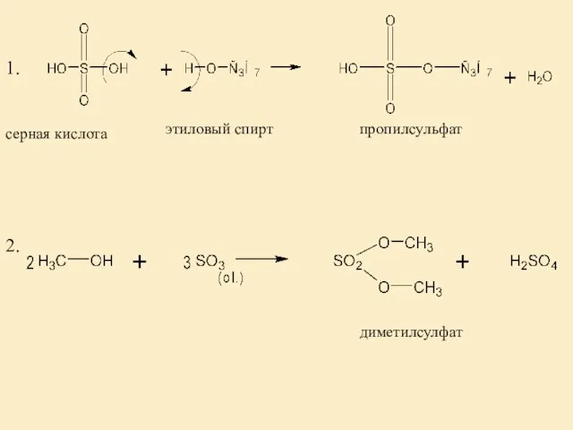 серная кислота этиловый спирт пропилсульфат 1. 2. диметилсулфат