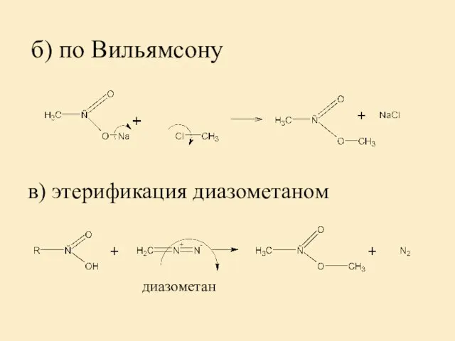 б) по Вильямсону в) этерификация диазометаном диазометан