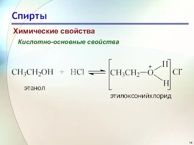 Спирты Химические свойства Кислотно-основные свойства