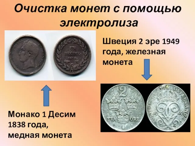 Монако 1 Десим 1838 года, медная монета Швеция 2 эре 1949 года,