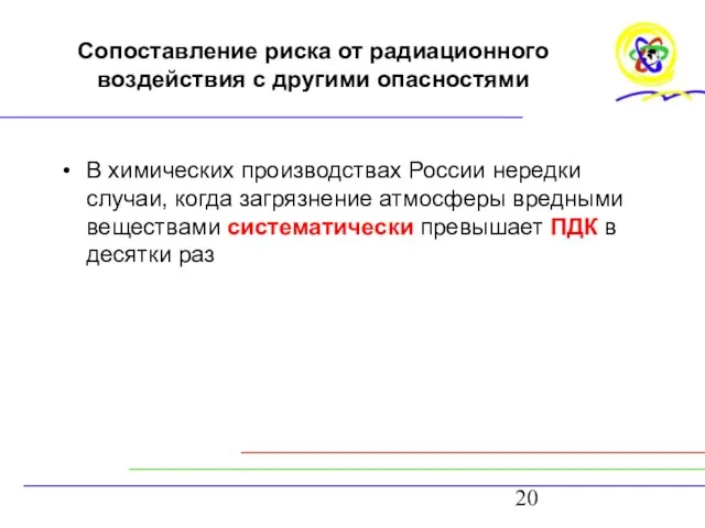 Сопоставление риска от радиационного воздействия с другими опасностями В химических производствах России