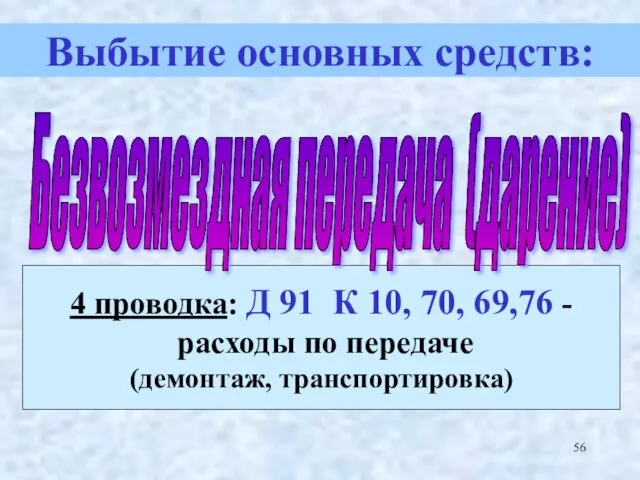 4 проводка: Д 91 К 10, 70, 69,76 - расходы по передаче