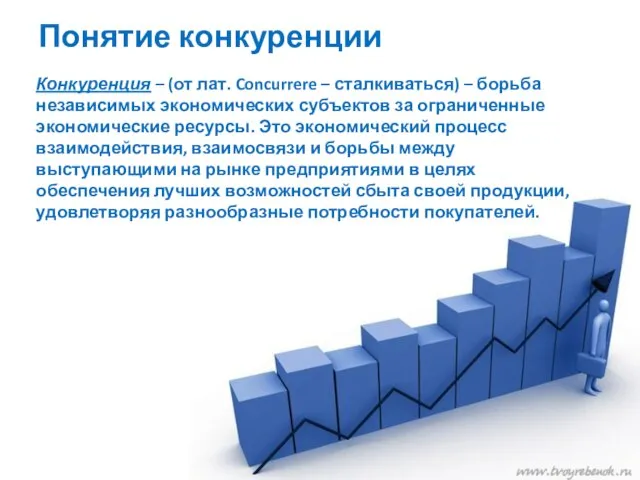 Понятие конкуренции Конкуренция – (от лат. Concurrere – сталкиваться) – борьба независимых