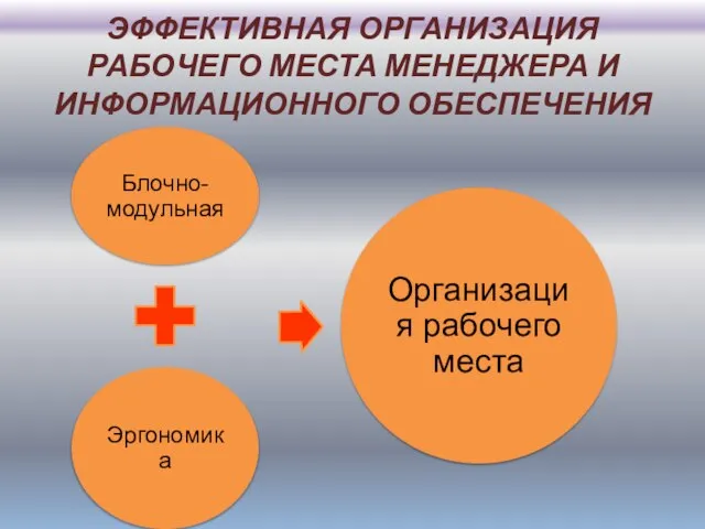 ЭФФЕКТИВНАЯ ОРГАНИЗАЦИЯ РАБОЧЕГО МЕСТА МЕНЕДЖЕРА И ИНФОРМАЦИОННОГО ОБЕСПЕЧЕНИЯ