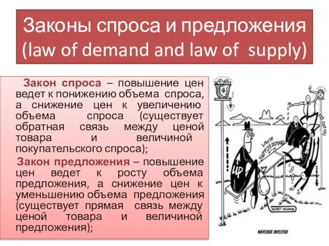 Законы спроса и предложения (law of demand and law of supply) Закон