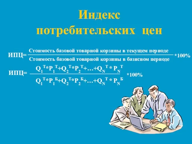 Индекс потребительских цен ИПЦ= Стоимость базовой товарной корзины в текущем периоде Стоимость