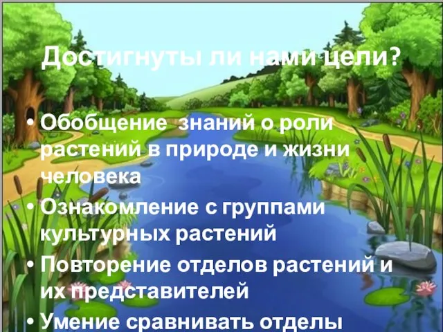 Достигнуты ли нами цели? Обобщение знаний о роли растений в природе и