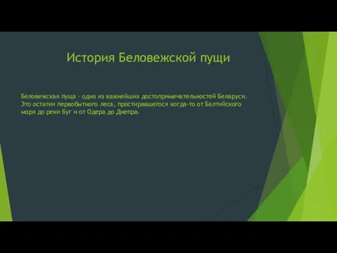 История Беловежской пущи Беловежская пуща – одна из важнейших достопримечательностей Беларуси. Это