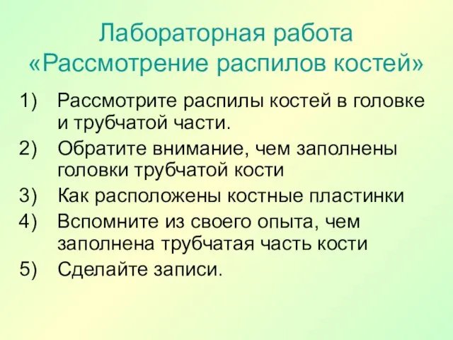 Лабораторная работа «Рассмотрение распилов костей» Рассмотрите распилы костей в головке и трубчатой