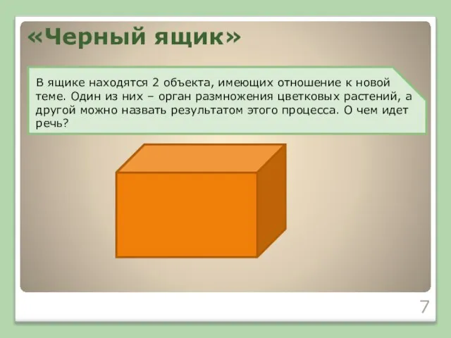 «Черный ящик» В ящике находятся 2 объекта, имеющих отношение к новой теме.