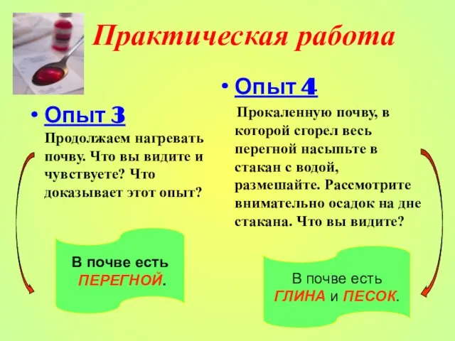 Практическая работа Опыт 3 Продолжаем нагревать почву. Что вы видите и чувствуете?