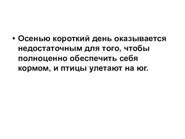 Осенью короткий день оказывается недостаточным для того, чтобы полноценно обеспечить себя кормом,