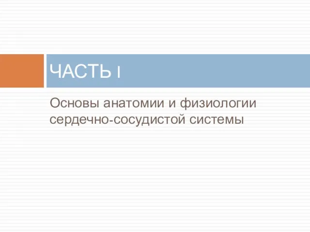 Основы анатомии и физиологии сердечно-сосудистой системы ЧАСТЬ I