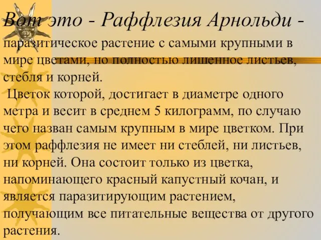 Вот это - Раффлезия Арнольди - паразитическое растение с самыми крупными в