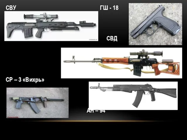 СВУ ГШ - 18 СВД СР – 3 «Вихрь» АН – 94