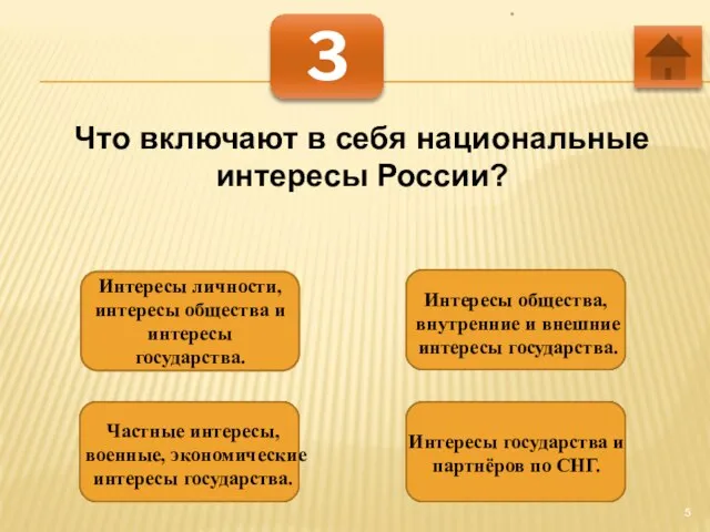 * 3 Что включают в себя национальные интересы России? Интересы личности, интересы