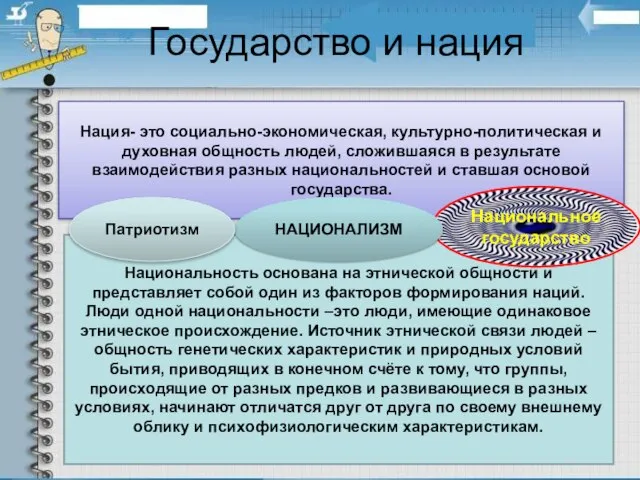 Государство и нация Нация- это социально-экономическая, культурно-политическая и духовная общность людей, сложившаяся