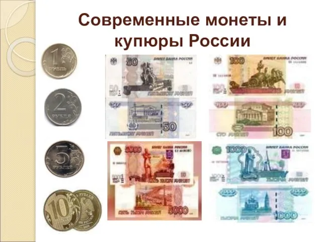 Современные монеты и купюры России
