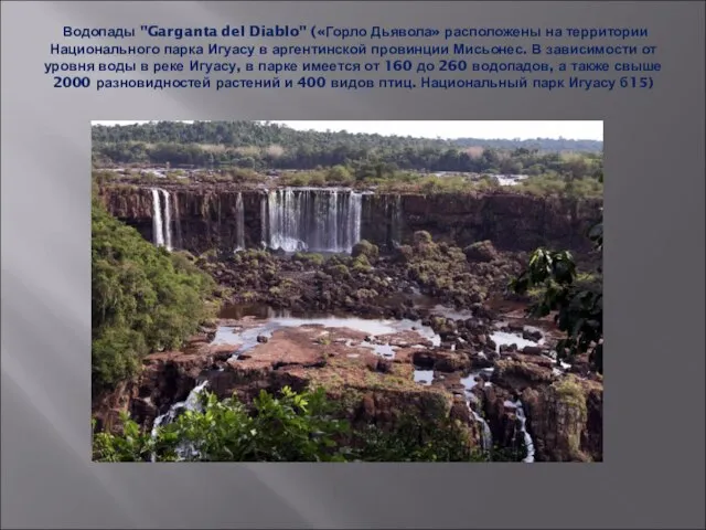Водопады "Garganta del Diablo" («Горло Дьявола» расположены на территории Национального парка Игуасу