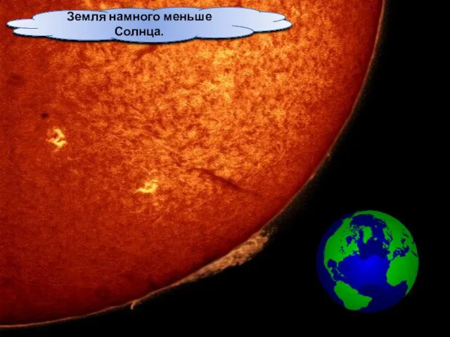 Земля намного меньше Солнца.