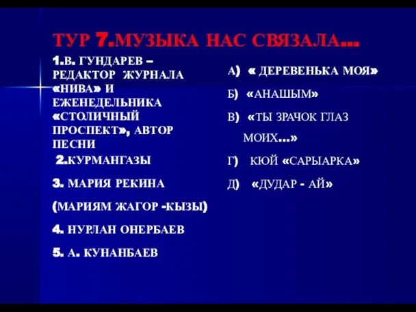 ТУР 7.МУЗЫКА НАС СВЯЗАЛА… 1.В. ГУНДАРЕВ – РЕДАКТОР ЖУРНАЛА «НИВА» И ЕЖЕНЕДЕЛЬНИКА