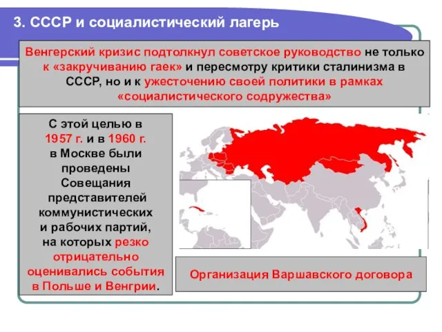 3. СССР и социалистический лагерь Венгерский кризис подтолкнул советское руководство не только