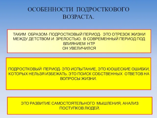 ОСОБЕННОСТИ ПОДРОСТКОВОГО ВОЗРАСТА. ТАКИМ ОБРАЗОМ- ПОДРОСТКОВЫЙ ПЕРИОД- ЭТО ОТРЕЗОК ЖИЗНИ МЕЖДУ ДЕТСТВОМ