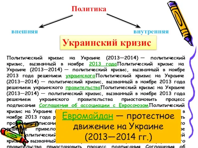 Политика внешняя внутренняя Украинский кризис Политический кризис на Украине (2013—2014) — политический
