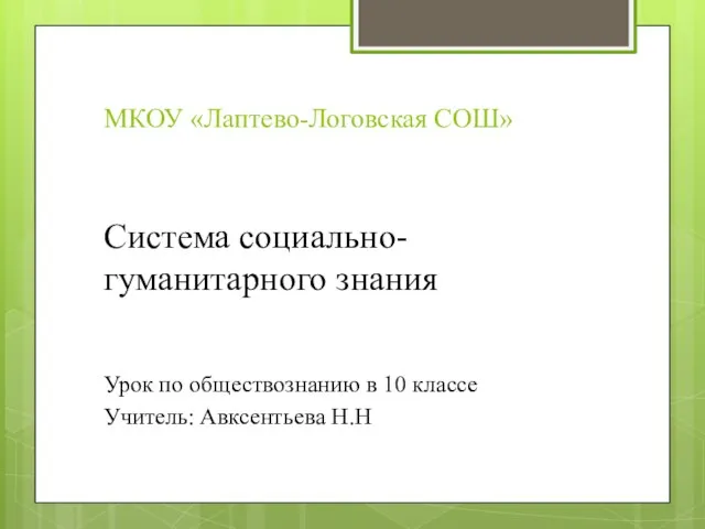 Презентация на тему Система социально-гуманитарного знания