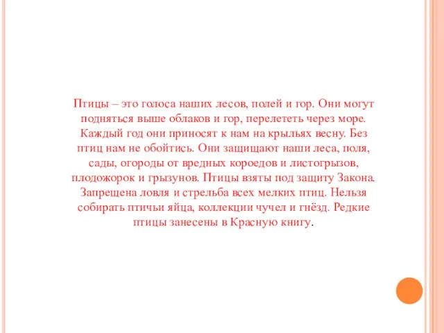 Птицы – это голоса наших лесов, полей и гор. Они могут подняться