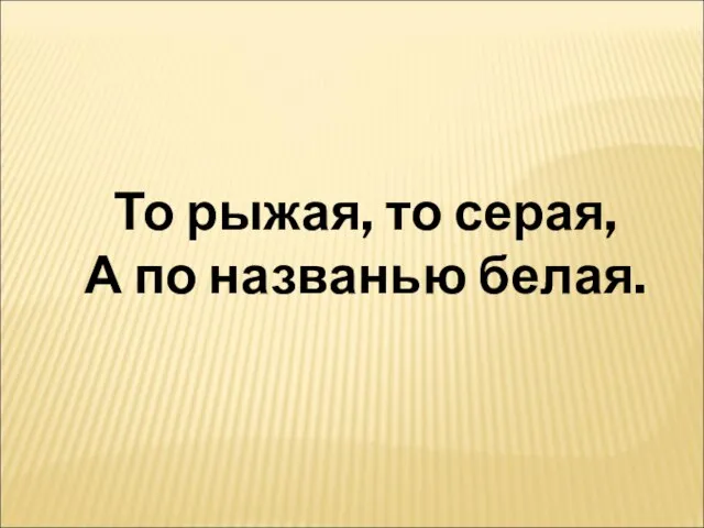 То рыжая, то серая, А по названью белая.