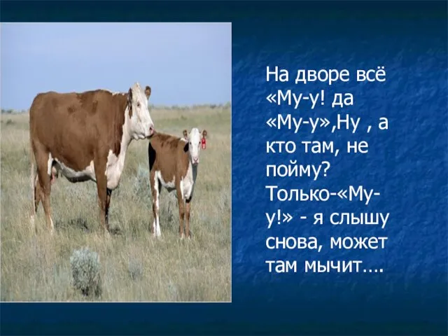 На дворе всё «Му-у! да «Му-у»,Ну , а кто там, не пойму?