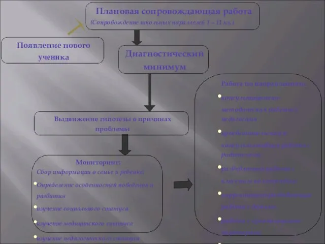 Плановая сопровождающая работа (Сопровождение школьных параллелей 1 – 11 кл.) Диагностический минимум