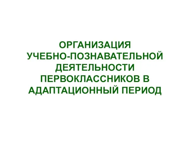 ОРГАНИЗАЦИЯ УЧЕБНО-ПОЗНАВАТЕЛЬНОЙ ДЕЯТЕЛЬНОСТИ ПЕРВОКЛАССНИКОВ В АДАПТАЦИОННЫЙ ПЕРИОД