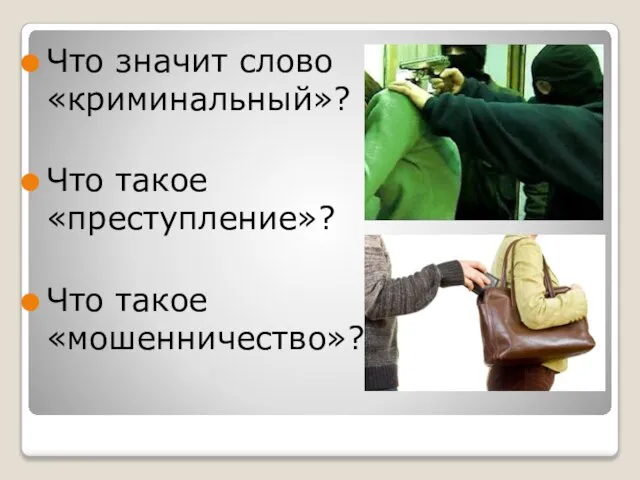 Что значит слово «криминальный»? Что такое «преступление»? Что такое «мошенничество»?