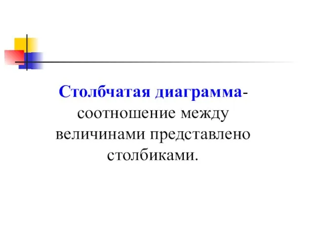 Столбчатая диаграмма-соотношение между величинами представлено столбиками.