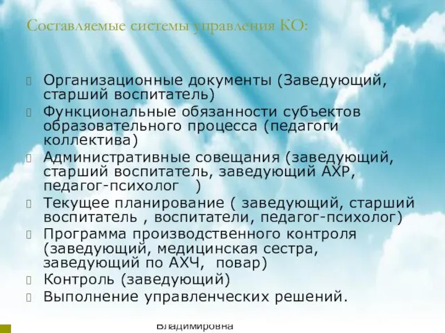 08/04/2023 Аникиенко Светлана Владимировна МБДОУ детский сад "Теремок" Составляемые системы управления КО: