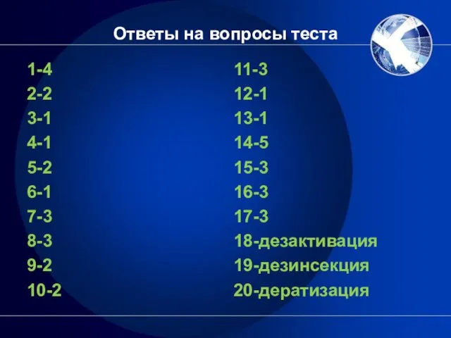 Ответы на вопросы теста 1-4 2-2 3-1 4-1 5-2 6-1 7-3 8-3